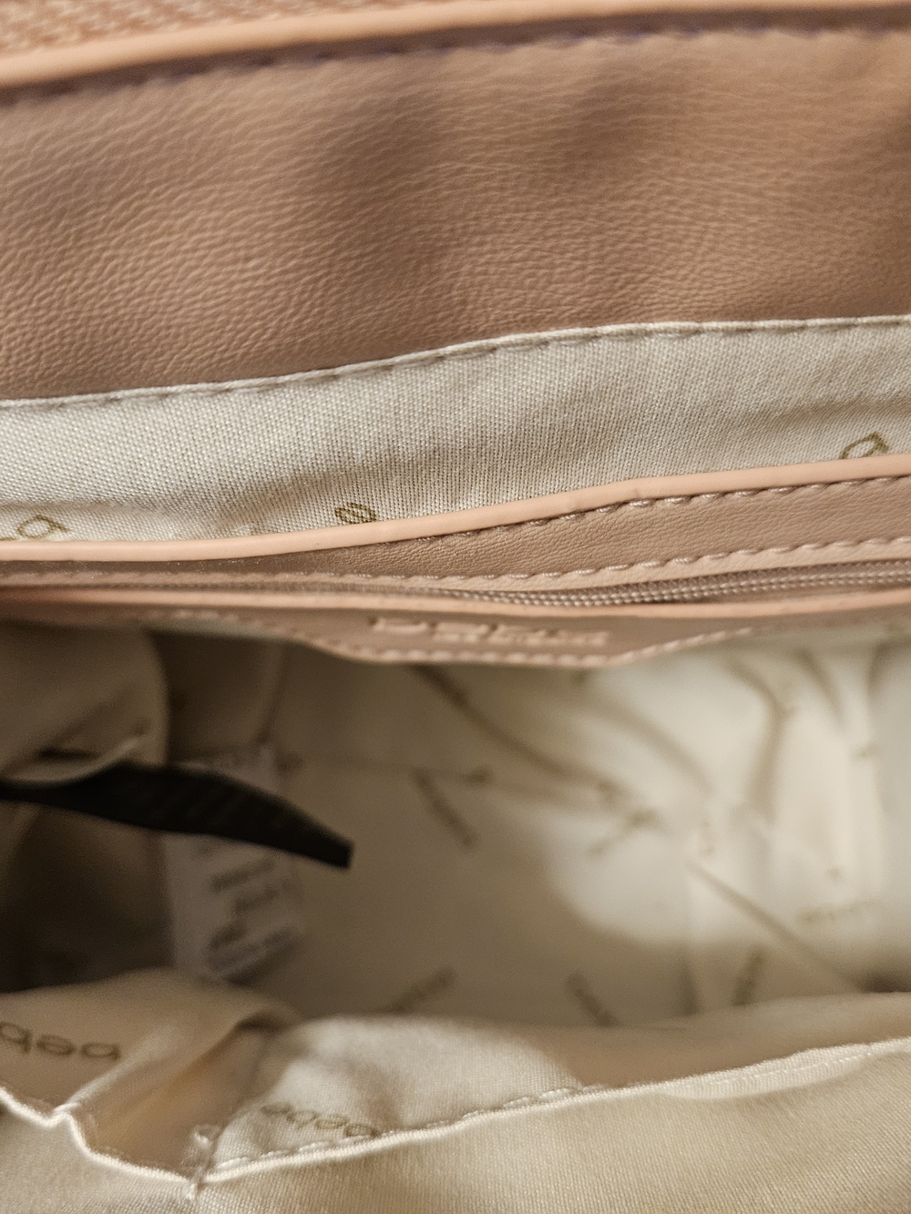 bebe Beige Logo Tote with Pink Trim - Picture 4 of 5